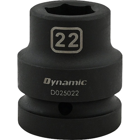 Dynamic 1" Drive Standard Socket, Black Phosphate, Tools 22MM X 1" Drive, 6 Point Standard Length D025022